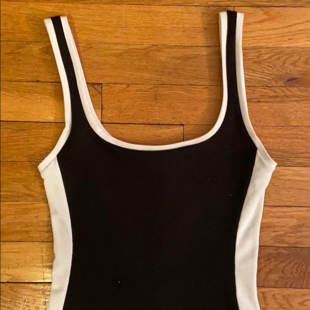 Black Form-fitting Dress with White Stripe on Side